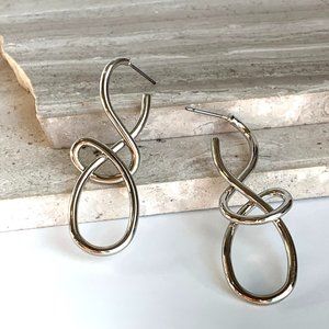 NEW~ Anthropologie Tied up Twisted Silver Drop Earrings